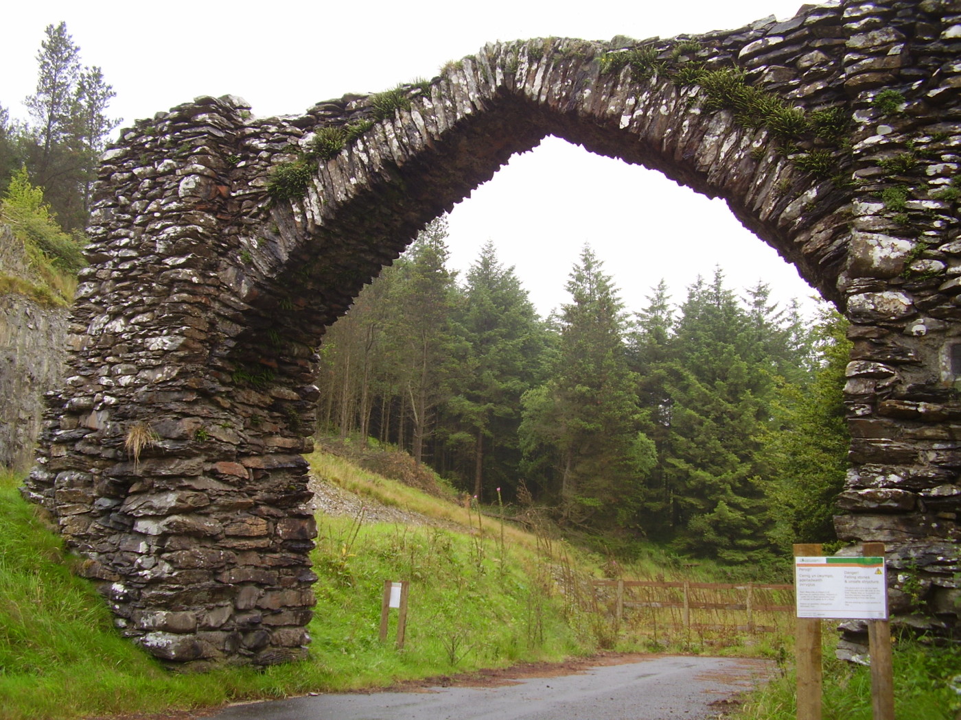 The Arch dog walk near Devil's Bridge, Ceredigion, Wales Driving with