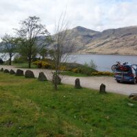 A82 Loch Linnhe pull-in for dog swimming, Scotland - A82 dog walk near Onich